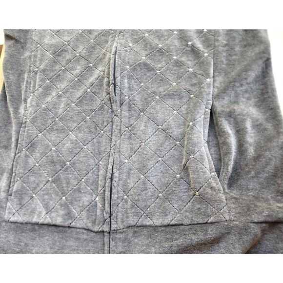 VEST-QUACKER FACTORY-Gray Velour-Sleeveless-Rhinestones-Zipper-SIZE XS - Picture 7 of 15